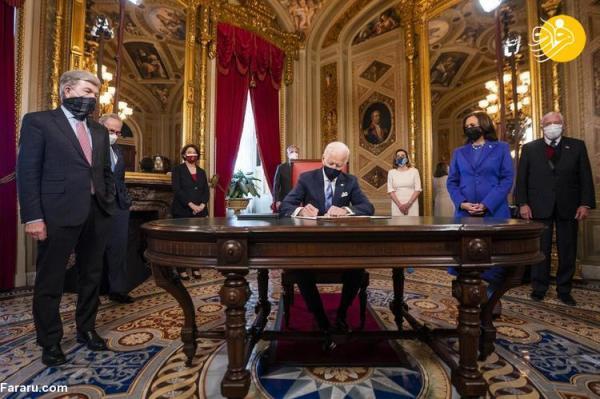 (عکس) بایدن پشت میز ریاست جمهوری