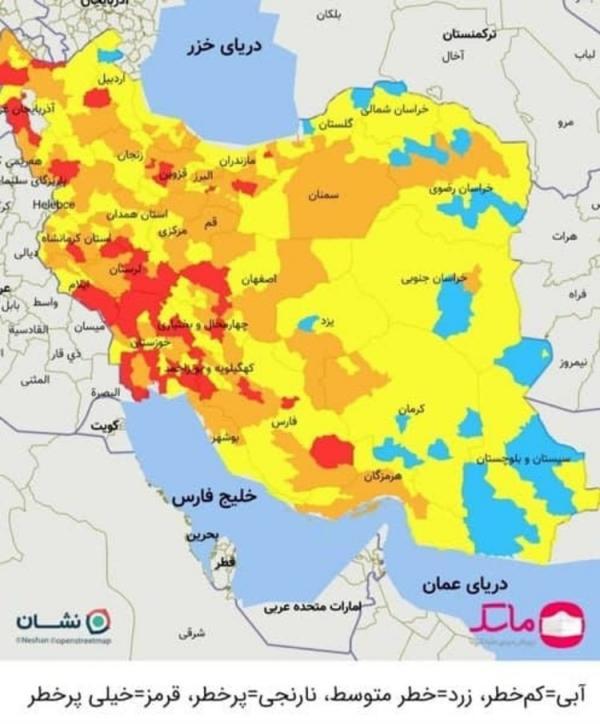 تعداد شهرستان های قرمز کرونایی ایران به 46 رسید
